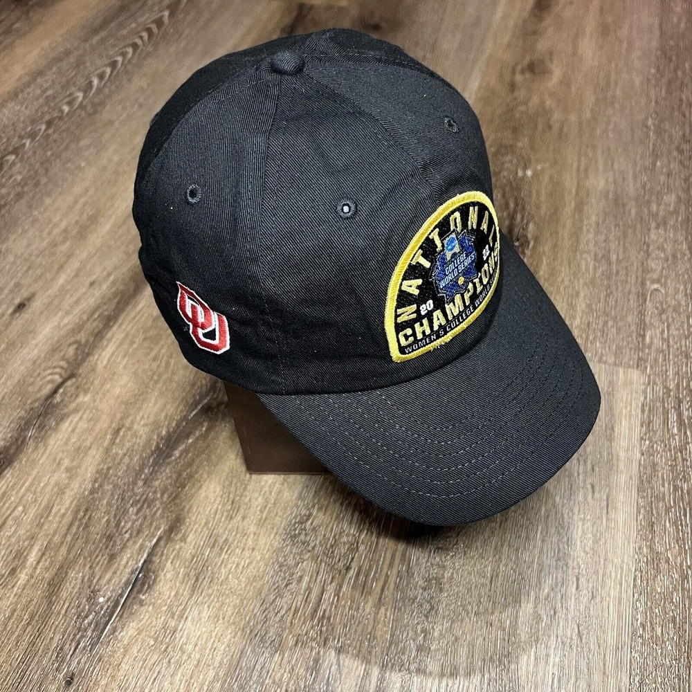 Oklahoma Sooners Hat Unisex Adult Black NCAA Softball Champs Patch Logo